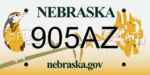 905AZ Nebraska License Plate