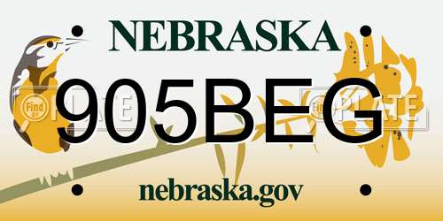 905BEG Nebraska License Plate