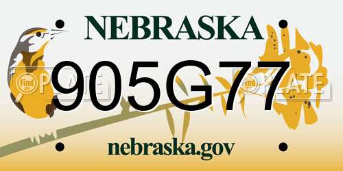 905G77 Nebraska License Plate