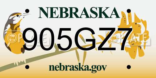 905GZ7 Nebraska License Plate