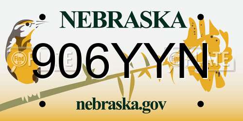 906YYN Nebraska License Plate