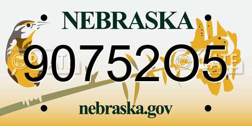 90752O5 Nebraska License Plate