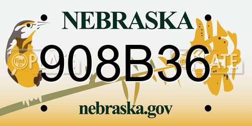 908B36 Nebraska License Plate