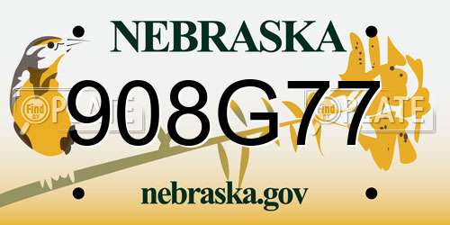 908G77 Nebraska License Plate
