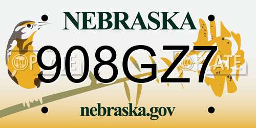 908GZ7 Nebraska License Plate
