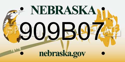 909B07 Nebraska License Plate
