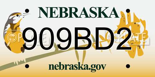 909BD2 Nebraska License Plate