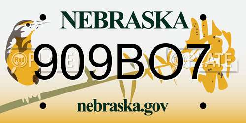 909BO7 Nebraska License Plate