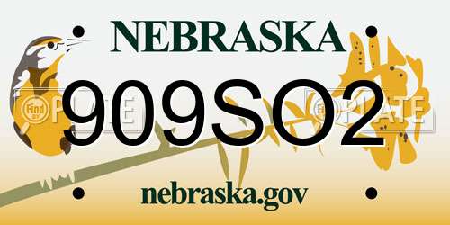 909SO2 Nebraska License Plate
