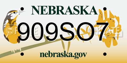 909SO7 Nebraska License Plate