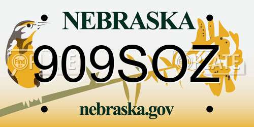 909SOZ Nebraska License Plate