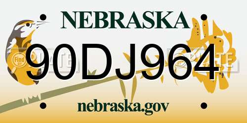90DJ964 Nebraska License Plate
