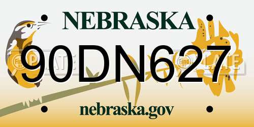 90DN627 Nebraska License Plate