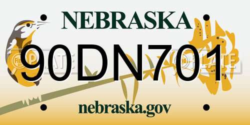 90DN701 Nebraska License Plate