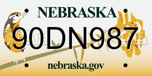 90DN987 Nebraska License Plate