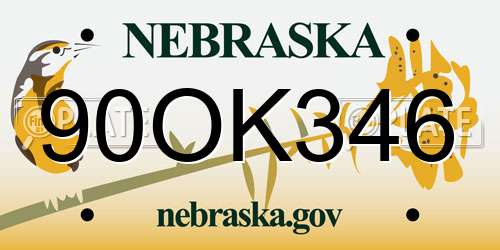 90OK346 Nebraska License Plate