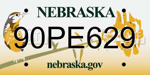90PE629 Nebraska License Plate