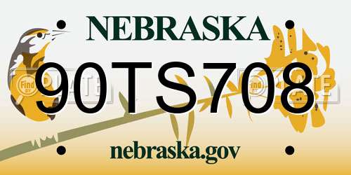 90TS708 Nebraska License Plate