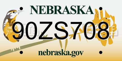 90ZS708 Nebraska License Plate