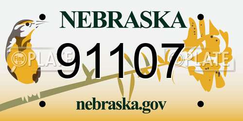 91107 Nebraska License Plate