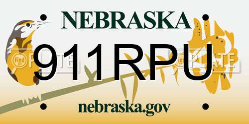 911RPU Nebraska License Plate