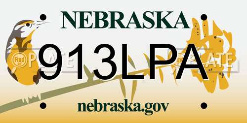 913LPA Nebraska License Plate