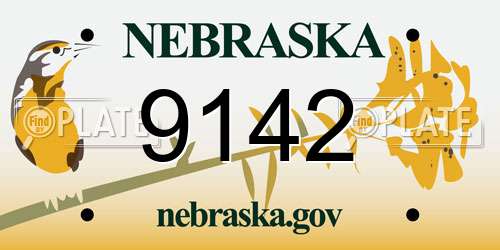 9142 Nebraska License Plate