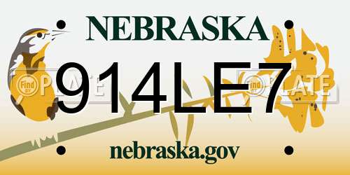 914LE7 Nebraska License Plate