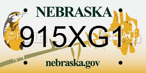 915XG1 Nebraska License Plate