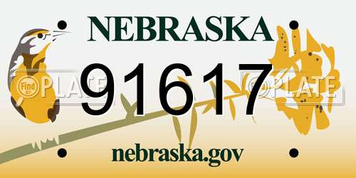 91617 Nebraska License Plate