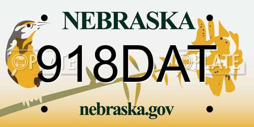 918DAT Nebraska License Plate