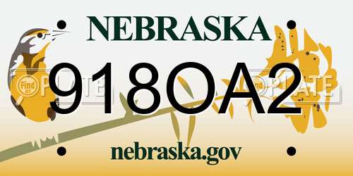 918OA2 Nebraska License Plate