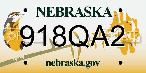 918QA2 Nebraska License Plate