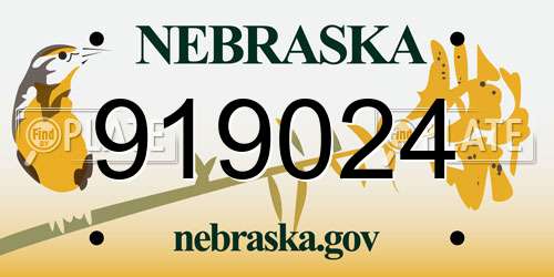919024 Nebraska License Plate