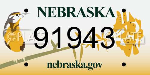 91943 Nebraska License Plate