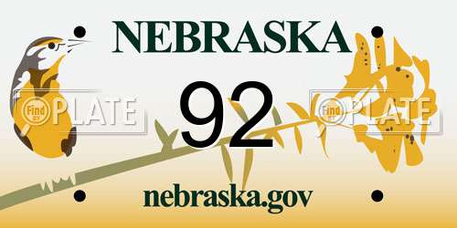 92 Nebraska License Plate