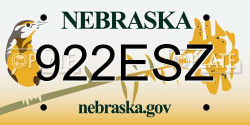 922ESZ Nebraska License Plate