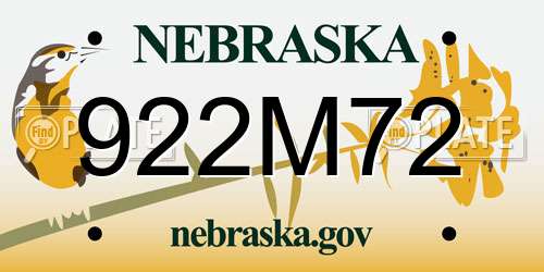 922M72 Nebraska License Plate