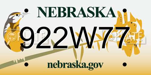 922W77 Nebraska License Plate