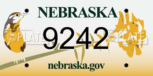 9242 Nebraska License Plate