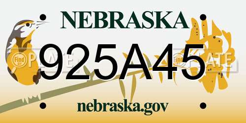 925A45 Nebraska License Plate