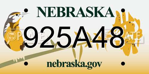 925A48 Nebraska License Plate