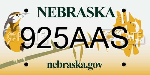 925AAS Nebraska License Plate