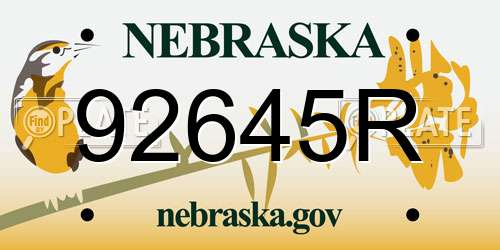 92645R Nebraska License Plate