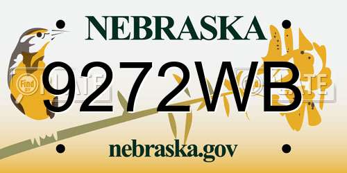 9272WB Nebraska License Plate