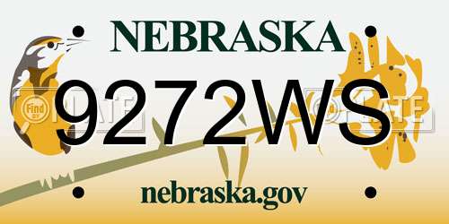 9272WS Nebraska License Plate