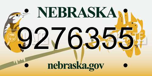 9276355 Nebraska License Plate