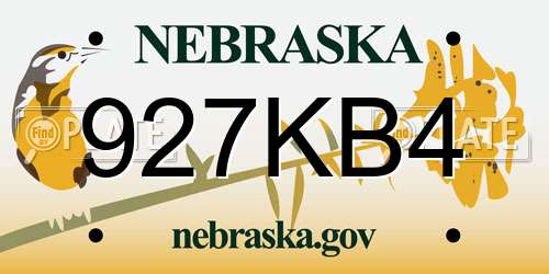 927KB4 Nebraska License Plate