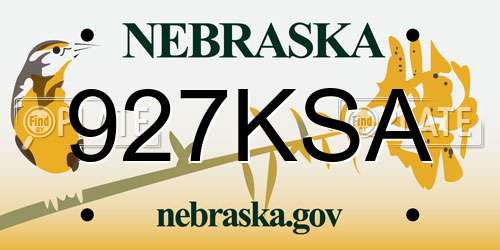 927KSA Nebraska License Plate