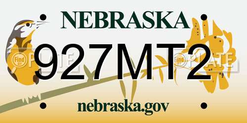 927MT2 Nebraska License Plate